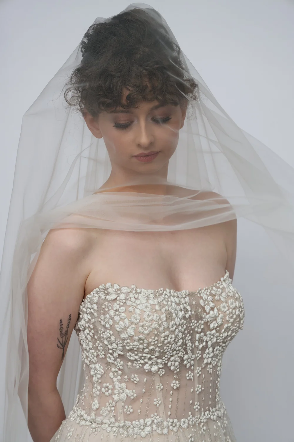 Italian tulle raw cut cathedral Lucia bridal Veil by wedding